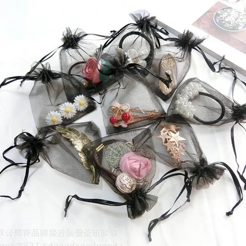 Miniatura 5 de Paquetes de 50 bolsas de organza de regalo de 4 x 6 pulgadas, cordón negro a granel para baby shower, Navidad, cumpleaños de profesores, recuerdos