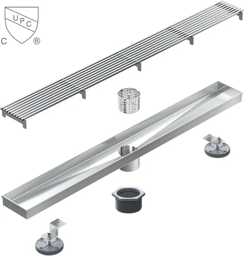 Miniatura 5 de Sharpeye Drenaje lineal de ducha de 32 pulgadas con rejilla de alambre de cuña extraíble, acero inoxidable 304 cepillado rectangular para baño
