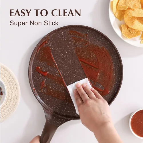 Miniatura 5 de SENSARTE Sartén Antiadherente para Crepes, Sartén Dosa con Revestimiento de Granito Suizo Sartén Plana para Panqueques Tawa Parrilla de 10 Pulgadas