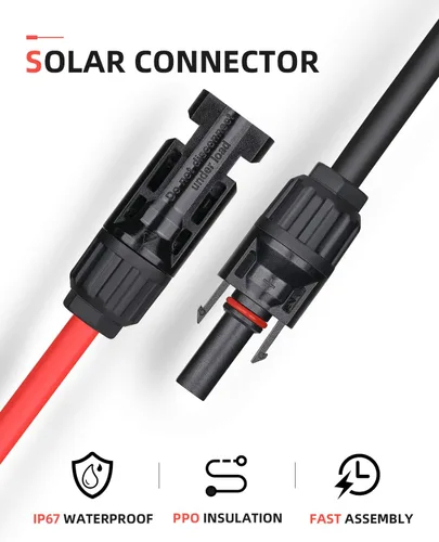 Miniatura 5 de BougeRV Cable de extensión solar de 6 pies 10AWG con conector hembra y macho con par adicional de conectores, kit de adaptador de panel solar