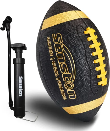 Senston Fútbol Tamaño 9/6 – Premium Composite Cuero Escuela Secundaria/Niños/Jóvenes Fútbol con Bomba Tamaño Pelota de Pie con Bomba