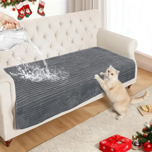 Miniatura 13 de NAISI Fundas de sofá para perros, funda impermeable de franela a rayas, apta para mascotas, lavable, protector antideslizante para sofá seccional