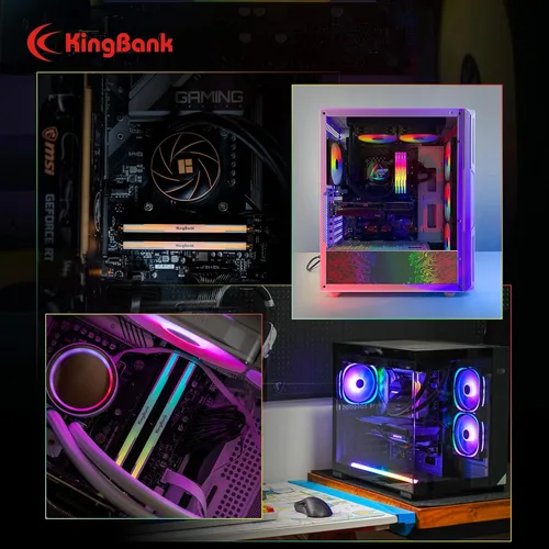 Miniatura 8 de KingBank Memoria RAM de computadora de escritorio RGB DDR4 16 GB (2 x 8 GB) 3200 MHz 1.35 V CL16 XMP2.0 Overclocking con disipador de calor