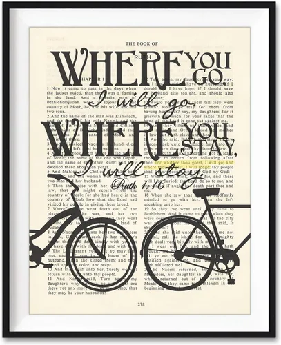 Where You Go I Will Go, Ruth 1:16, impresión de arte cristiano, sin marco, versículo bíblico vintage, decoración de pared, regalo de boda