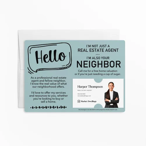 Juego de sobres para agente inmobiliario, 5 x 7 pulgadas, Hello I'm Not Just a Real Estate Agent I'm Also Your Neighbor Cards con sobres, paquete de