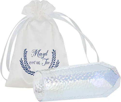 Miniatura 9 de DOUDIZHU Vaso de boda judía Chuppah para ceremonia tradicional, recipiente de vidrio azul con bolsa de recuerdo, regalo de recuerdo significativo