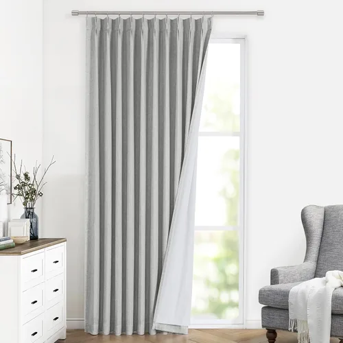 Miniatura 12 de Vision Home Cortinas marrones con pliegues pinzados de bloqueo total, cortinas de ventana de lino mezclado para oscurecimiento de la habitación, 95