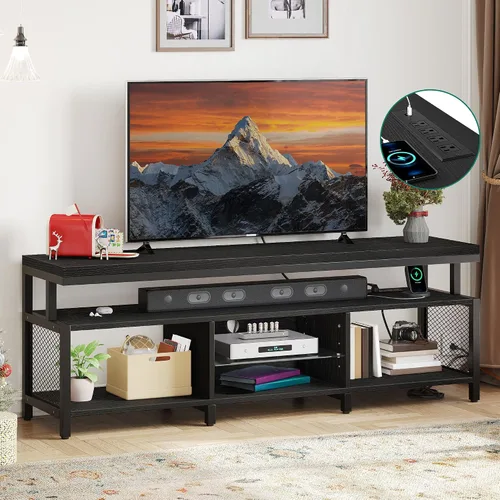Miniatura 6 de YITAHOME Soportes de TV para sala de estar, soporte de TV para TV de 70/65 pulgadas, centro de entretenimiento con almacenamiento, soporte de TV LED