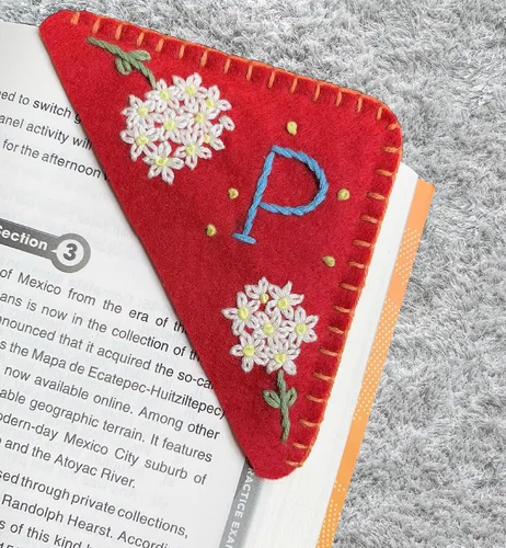 Miniatura 61 de Marcapáginas de esquina bordadas a mano personalizadas, Marcadores para mujeres, Marcador personalizado para los amantes de los libros, lindo Verde