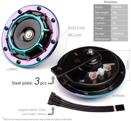 Miniatura 4 de FARBIN Bocina de coche para Toyota, Lexus, Subaru, bandera roja y otras series de modelos, bocinas gemelas de metal de tono alto/bajo de 12 V