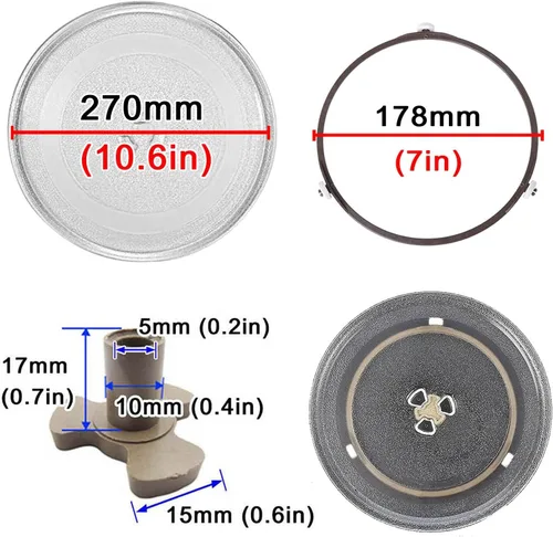 Miniatura 2 de Placa de vidrio para microondas, placa giratoria redonda de vidrio para microondas de 12.4 pulgadas / 12.402 in, placa de vidrio de microondas