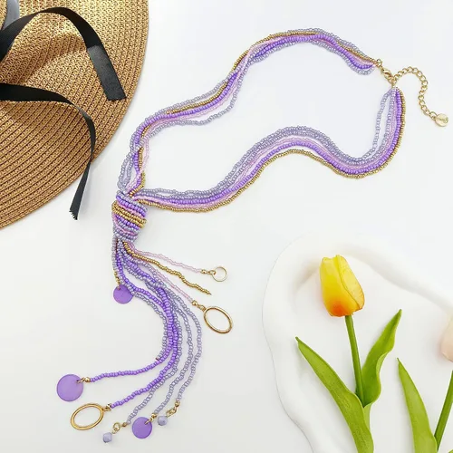 Miniatura 3 de COIRIS - Collar largo con cuentas de semillas, 10 collares largos con nudo de corbata para mujeres y niñas