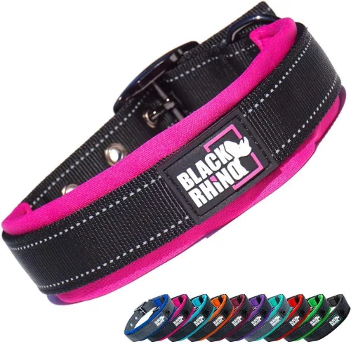 Miniatura 19 de Collares para perros Black Rhino para perros medianos - Collar de perro ajustable reflectante resistente con acolchado de neopreno ultra suave
