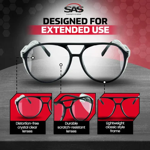Miniatura 3 de SAS Safety Gafas de seguridad Lentes de policarbonato resistentes a impactos, lentes protectoras transparentes Protección UV ANSI Z87.1