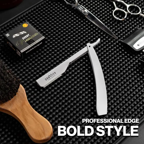 Miniatura 8 de Kit de navaja de afeitar recta profesional GRAVITY RAZORS – Ultra Exposición, incluye 10 cuchillas premium, 2 mm expuestas, blanco