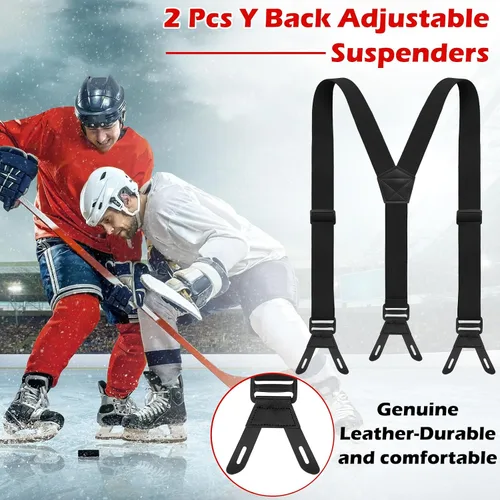 Miniatura 4 de 2 tirantes de hockey resistentes para hockey sobre hielo de 49 pulgadas, tirantes deportivos con espalda en Y, longitud ajustable con correas