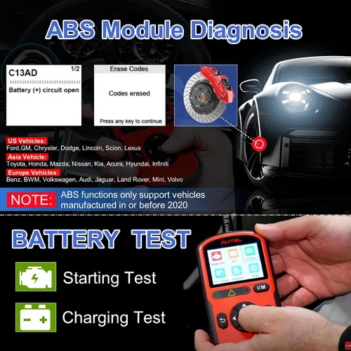 Miniatura 5 de Autel AL549 OBD2 - Lector de código de escáner con diagnóstico ABS y prueba de batería, código de falla del motor de verificación y reinicio