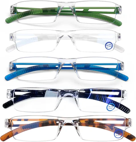Miniatura 10 de AQWANO 5 Pack Rimless Reading Glasses Women Men Blue Light Block, Lightweight Clear Frames Computer Readers Anti Glare