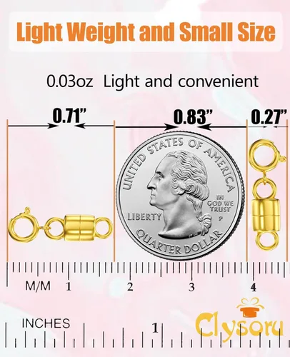 Miniatura 3 de Clysoru Broches y cierres para collares, cuentas de oro y plata de 14 quilates, extensor de cadena, collares y pulseras con bloqueo de seguridad, 12