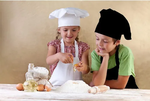 Miniatura 7 de Toal - Juego de 8 delantales y sombrero de chef, delantales de cocina para niños, coloridos delantales ajustables con 2 bolsillos para niñas, niños