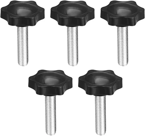 Miniatura 9 de uxcell Perillas de tornillo de sujeción con abrazadera Pomo de estrella M4 x 0.630 in rosca macho 5 piezas