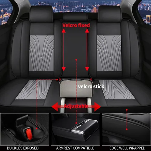 Miniatura 2 de DISUTOGO Juego completo de fundas de asiento de automóvil para Kia Seltos 2021-2024, de piel sintética, transpirable, impermeable, fundas de asiento