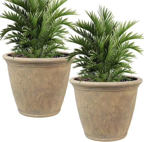Miniatura 37 de Sunnydaze Anjelica - Maceta grande de plástico para plantas, maceta grande de plástico de doble pared para exteriores con agujeros de drenaje Óxido