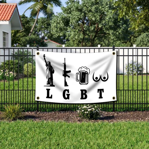 Miniatura 7 de Liberty Guns Beer Tittes - Póster divertido de pared de cueva de hombre duradero de 3 x 5 pies con ojales de latón. Este hermoso cartel entretenido