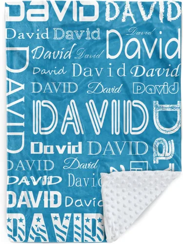 Miniatura 28 de Manta con nombre personalizable, diseño de nombre múltiple, manta de franela de felpa suave personalizada con respaldo punteado de doble capa