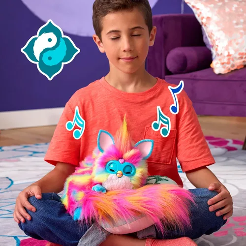 Miniatura 4 de FURBY Juguete Interactivo DJ, Peluche Electrónico Súper Suave Arcoíris con Música, Luces, Movimiento y Juegos, Habla Inglés y Furbish, 32 Pulgadas