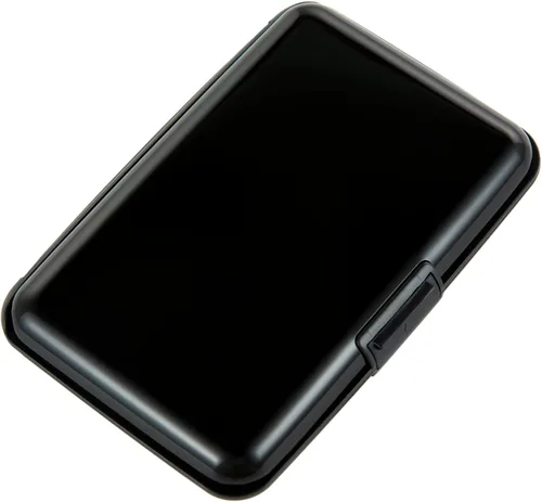 Miniatura 30 de Porta tarjetas de crédito pequeño con bloqueo RFID, cartera metálica delgada, mini, de aluminio, funda dura para mujeres y hombres