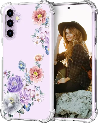 Miniatura 102 de Hungo Funda compatible con Samsung Galaxy S23 con diseño floral y bonito diseño transparente, femenino para mujeres y niñas, con hermoso clavel