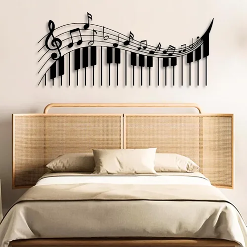 Miniatura 3 de Yemwot Nota de metal musical para pared, notas musicales y arte de pared de metal para piano, decoración de notas, decoración de piano, letrero