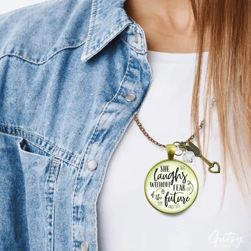 Miniatura 52 de Gutsy Goodness Collar inspirado en la mujer de la fe, colgante hecho a mano con mensaje de esperanza