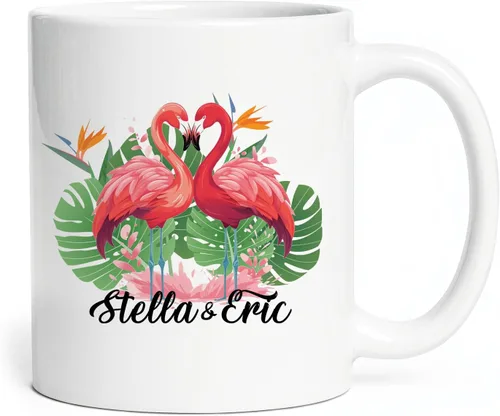 Miniatura 23 de Taza de flamenco personalizada 2023, Flock Of Flamingo Mug para cumpleaños de los amantes del flamenco, taza de café personalizada de flamenco