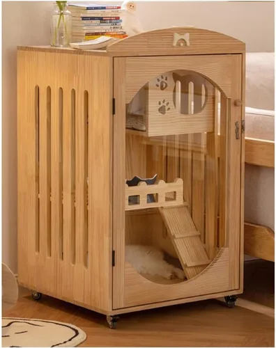 Miniatura 9 de Casa para gatos jaula para gatos Villa pequeña con inodoro de dos pisos para gatos Casa de gato Casa para el hogar Mascota Gatito Gato Villa
