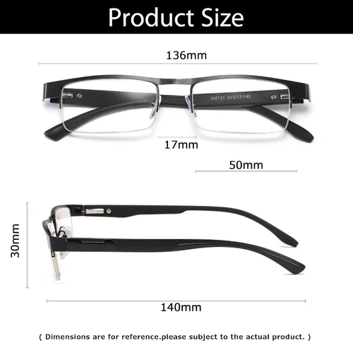 Miniatura 2 de B&Q 4 Pack Metal Frame Half Frame Reading Glasses for Men Spring Hinge Readers With Classic Clear Lense