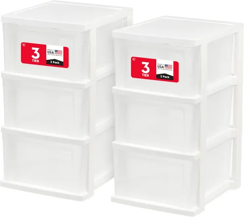 Miniatura 10 de IRIS USA Organizador de almacenamiento de plástico, movible con ruedas y 3 cajones, para el aula, artículos de manualidades, tocador, armario, baño