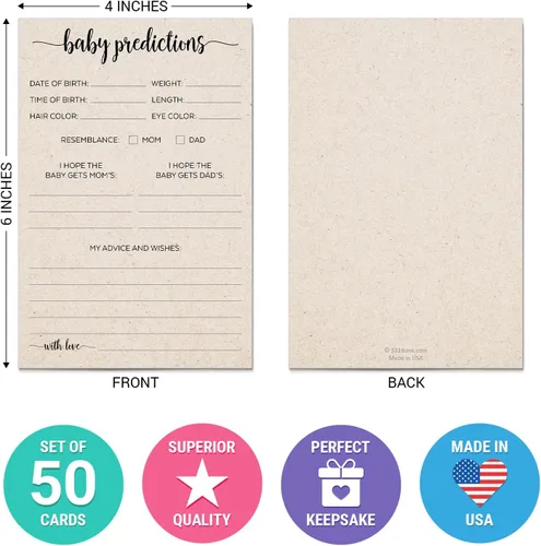 Miniatura 2 de 321Done Predicciones y tarjetas de consejos para bebés, fabricadas en Estados Unidos, bronceado de 4 x 6, divertidos juegos y actividades