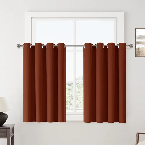 Miniatura 96 de ChrisDowa Cortinas 100% Opacas de Abedul Sólido de 45 Pulgadas de Largo, 2 Paneles para Dormitorio y Sala de Estar, Estilo Granja Oscurecedoras