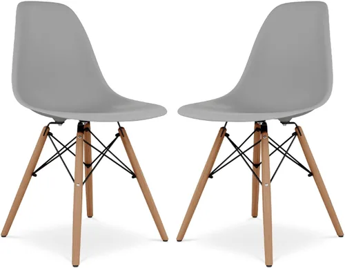 Miniatura 7 de Pyramid - Sillas de comedor de plástico y madera de 17.5 pulgadas, color negro (juego de 2)