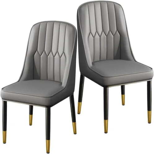 Miniatura 28 de YVYKFZD Juego de 2/4 sillas de comedor, sillas de cocina con respaldo y patas de metal, silla de comedor de piel sintética, silla auxiliar cómoda
