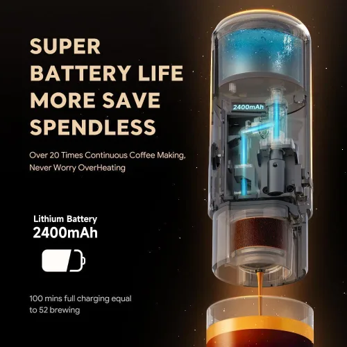 Miniatura 3 de Cafetera eléctrica portátil de café expreso, cafetera eléctrica compatible con cápsulas NS y posos de café para campamento, viajes, hogar. Versión