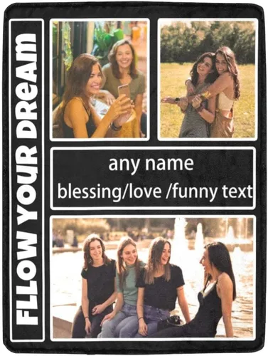 Miniatura 7 de HUGLAZY Manta personalizable con fotos, texto, collages de fotos, carga tu propia foto, regalo para mujer, decoración de cumpleaños, 1 foto
