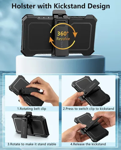 Miniatura 4 de FNTCASE Funda para Samsung Galaxy S23-Plus: Funda protectora resistente a prueba de golpes con funda de clip para cinturón y soporte Funda de Negro