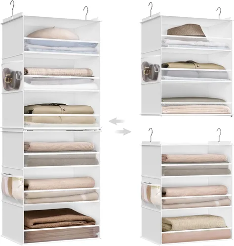 SONGMICS Organizador colgante de armario, estante de almacenamiento de tela de 6 niveles, estante colgante de armario separable con bolsillos Blanco