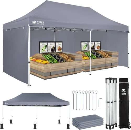 Miniatura 12 de CROWN SHADES Carpa Toldo Desplegable, Carpa Toldo Comercial 8x8 con 4 Paredes Laterales, Ruedas de 4", 4 Pesos Mejorados, Centerlock Patentado, Tela