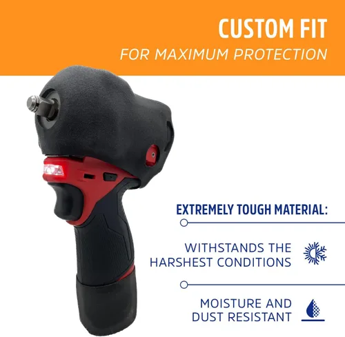 Miniatura 4 de Protoco JB-65 Funda protectora para llave de impacto rechoncha Milwaukee M12-2554/2555 (3/8" o 1/2"), cubierta de herramientas, color rojo
