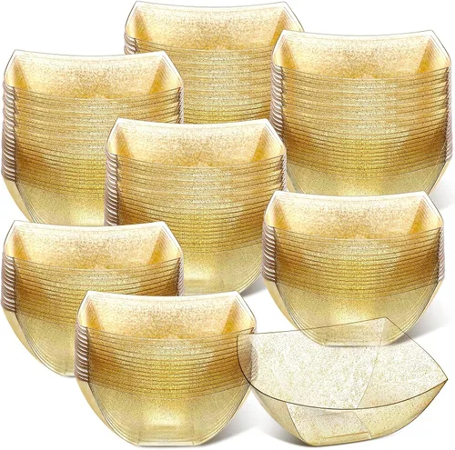 Miniatura 12 de Sliner 100 Piezas Cuencos de Plástico Cuadrados 8 oz Cuencos de Servir de Plástico Desechables Contenedores de Chips para Fiestas, Contenedores