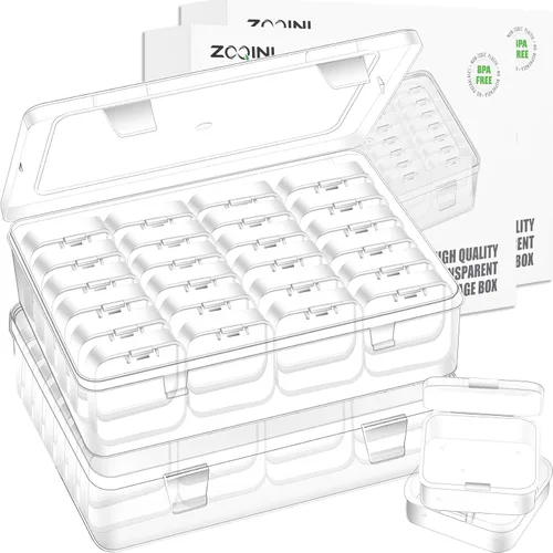 Miniatura 13 de Caja organizadora de cuentas, 28 recipientes pequeños de plástico transparente, 1 caja organizadora grande de manualidades, 1 etiqueta de hoja